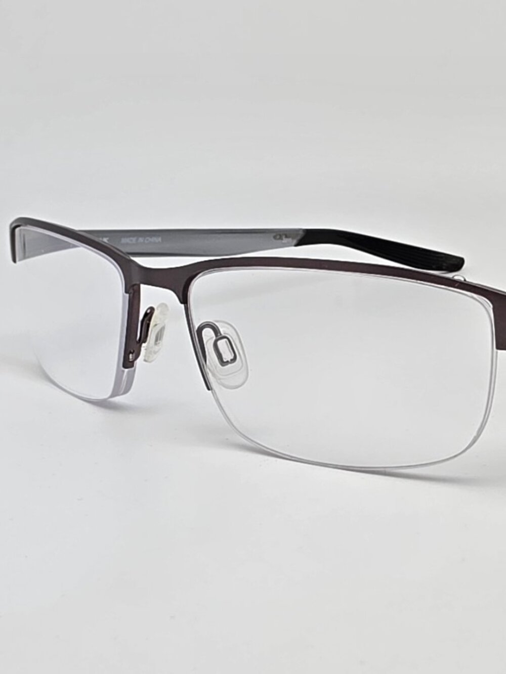 Nike 8138 071 Brushed Gunmetal Semi Rimless Eyeglasses Frame 56-16-140